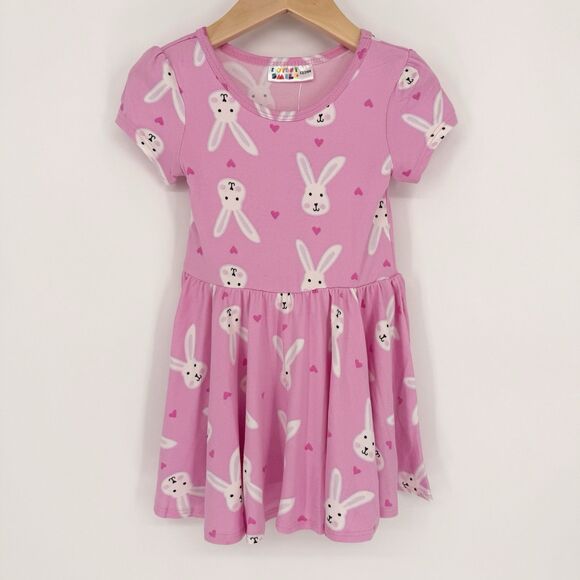Dot Dot Smile Other - Dot Dot Smile NWT Baby Girl Size 12/24M Pink Easter Bunny Cap Sleeve Twirl Dress